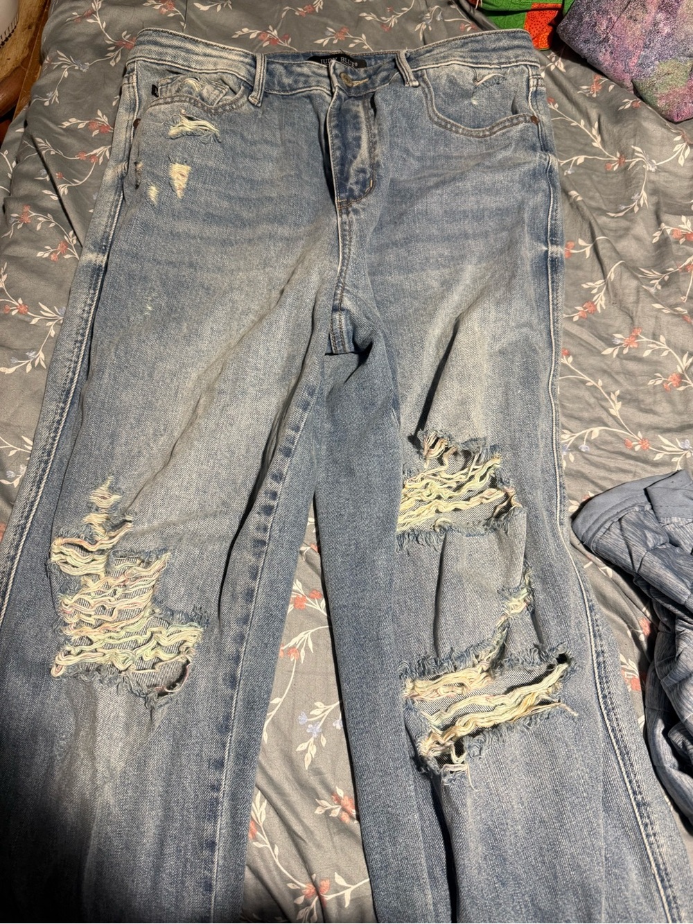 Judy Blue Distressed Light Blue Ripped Jeans